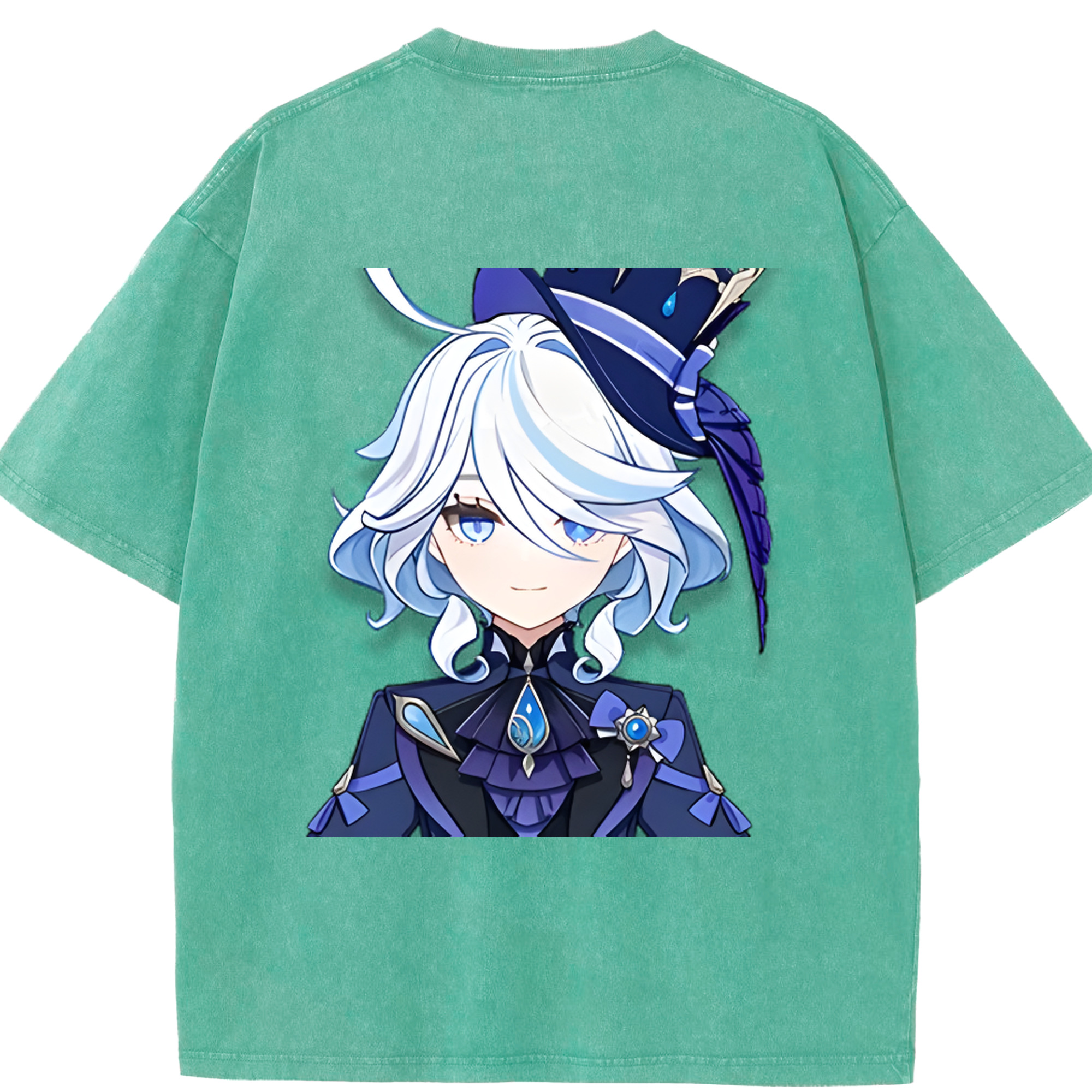 げんし神 フリーナ genshin Furina 綿100% ヴィンテージ風 半袖Tシャツ（背面プリント）
